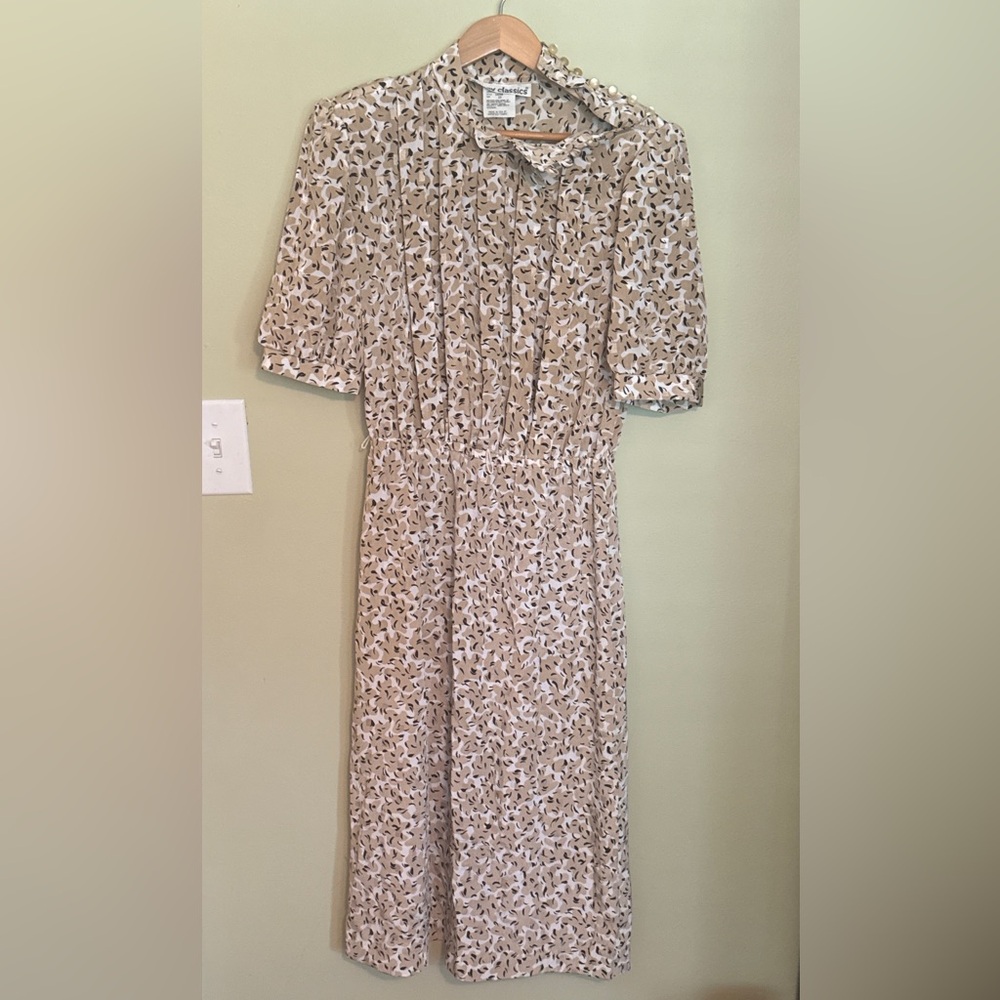 Vintage Kenny Classics Beige Pattern Dress